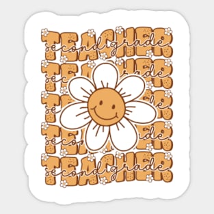 Groovy Retro Second Grade Teacher Cute Flower Back to School Sticker